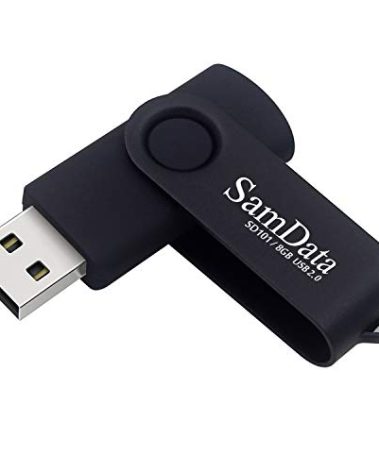 SamData USB Flash Drive 8GB 1 Pack USB 2.0 Thumb Drive Swivel Memory Stick Data Storage Jump Drive Zip Drive Drive with Led Indicator (Black, 8GB-1Pack)