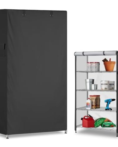 Dalema Storage Shelf Cover,Outdoor Heavy Duty 600D 48''W x 18''D x 72''H Dustproof Waterproof Shelf Covers for Wire Shelving,Storage Rack Cover with Zipper