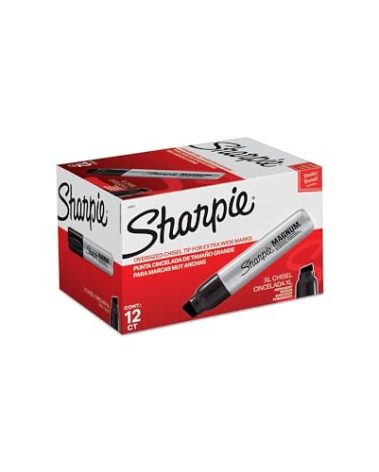 Sharpie Magnum Permanent Markers, XL Chisel Tip, Black, 12/Pack (44001A)