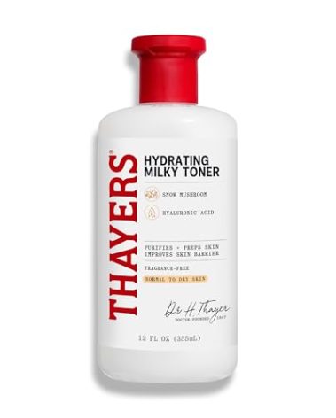 THAYERS Milky Face Toner Skin Care with Snow Mushroom and Hyaluronic Acid, Natural Gentle Facial Toner, for Dry and Sensitive Skin, 355mL