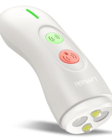 LeHuski Anti Barking Device Rechargeable Ultrasonic Dog Bark Deterrent Stops Bad Behavior Up to 50 Ft Effective Control Range Safe Humane for Indoor Outdoor Use White