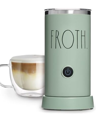 Rae Dunn Electric Milk Frother Steamer -Stylish Automatic Milk Steamer and Frother, Milk Warmer, Hot and Cold Foam Maker for Coffee, Latte, Cappuccino, Macchiato - 550 Watt (Sage)