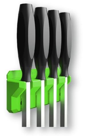 EZRED EZPB4-G Magnetic 4 Slot Pry Bar Holder with Mounting Holes Non-Marring TPEE Low Profile Design Organization