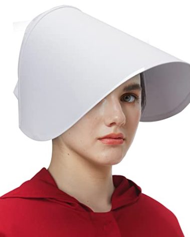 PARTYEVER Handmaids Bonnet Women's Victorian White Wide Brim Bonnet Head Cover Cap Handmaiden Cosplay Hat Costume Accessory