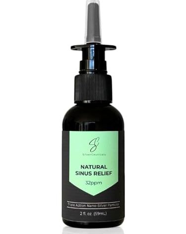 Sinus Relief Spray w/Colloidal Silver - Natural Allergy Symptom Relief - Infection - Relieve Congestion - Thin Mucus - Nasal Decongestant - Rinse & Clear Sinuses - Only 2 Ingredients - 2oz