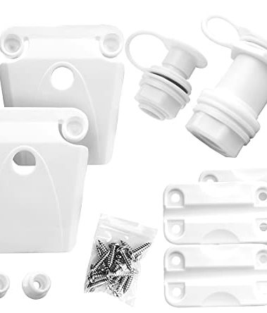 Cooler Replacement Parts Kit, Ice Chest Plastic Hinges, Latch Posts, and Screws, Threaded, and Triple-Snap Drain Plug. The Best Option for Repairing and Replacing Multiple Cooler Parts.