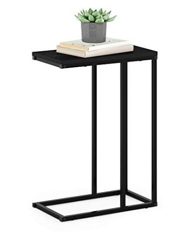 Furinno Camnus Modern Living C Shaped Sofa Side Table, 9.8 in x 17.9 in x 25 in, Americano