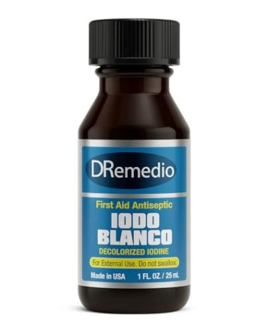 DRemedio Iodo Blanco 2% (YODO Blanco), Decolorized Iodine First Aid Antiseptic, 1 fl oz (29 ml) [Pack of 1]