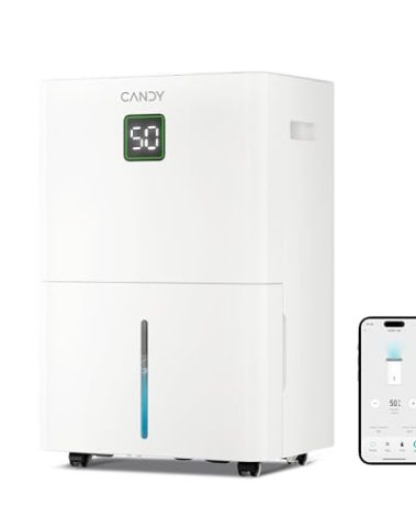 Candy 84 Pints Dehumidifier for Spaces up to 5000 Sq. Ft, Dehumidifier for Home, Basements and Large Rooms with Drain Hose and 1.45 Gallons Water Tank
