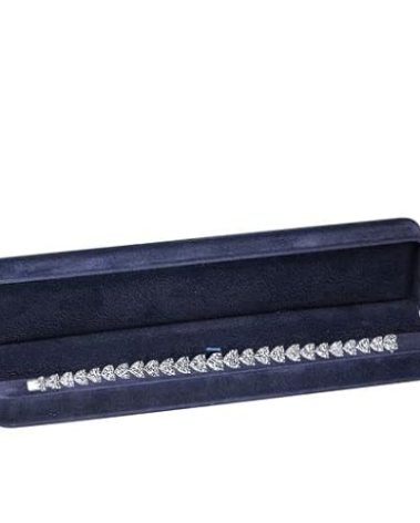 Allure - Rich Suede Navy Blue Luxury Bracelet Box, Elegant Diamond Bracelet Case, With Blue Velour Interior, Jewelry Display Gift Box, For Unique Proposal, Engagement Or Wedding.