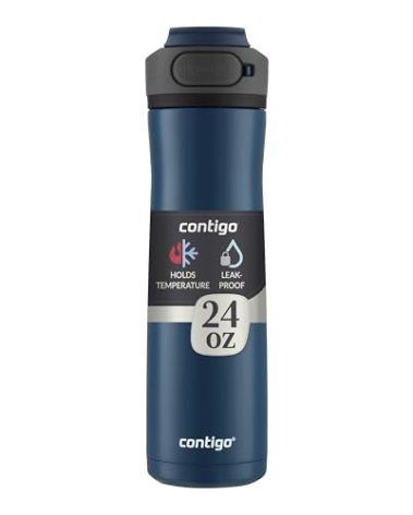 Contigo Cortland Chill 2.0 Blueberry Stainless Steel Water Bottle Vacuum-Insulated Spill-Proof Lid 24oz Ideal for Hot or Cold Drinks Interchangeable Lid Perfect for Kids & Adults