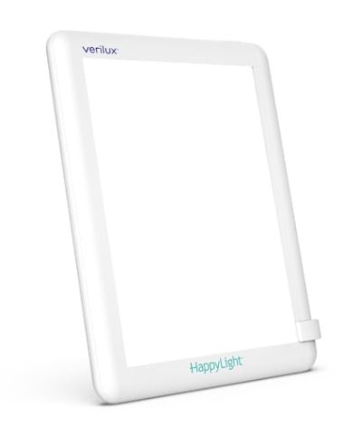 Verilux HappyLight Lucent - One-Touch Light Therapy Lamp with 10,000 Lux, UV-Free, LED Bright White Light & Detachable Stand for Boosting Mood & Improving Sleep
