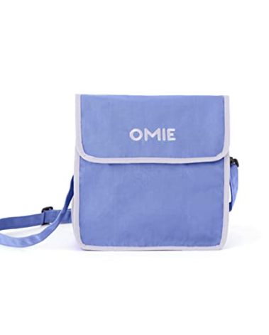 Omie OmieBox Lunch Bag - Washable, Foldable, Durable, WaterResistant Fabric with Interior Pocket and External Bottle Holder (Purple)
