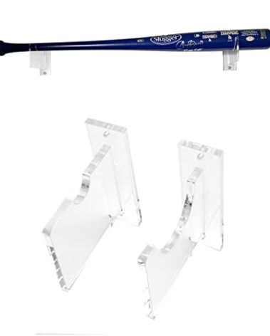 Top Stage Clear Baseball Bat Display Wall Mount Horizontal Rack Softball Bat Hanger, 4.5 X 4.5 inches, No Case Cover, for Game Room
