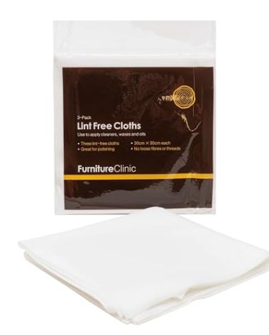 Furniture Clinic Lint Free Cotton Cloths | Eco-Friendly and Reusable Multi-Purpose Application Rags | for Furniture, Home, Office, Oiling and Waxing | Hypoallergenic | Quick-Drying | 3 Pack