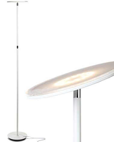 Brightech Sky Flux Dimmable LED Floor Lamp – Super Bright Floor Lamp for Living Room and Offices – Torchiere Standing Lamp with 3 Light Options, Tall Lamp for Bedroom Reading and More - White