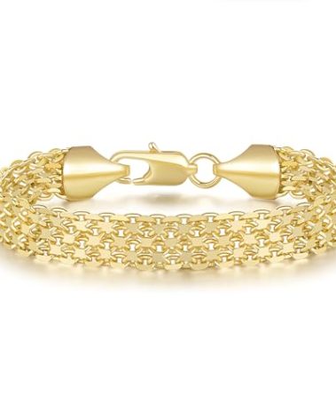 CISSIEPERAL Bracelet 14K Gold Bracelets for Women Gold Bracelets for Women's Widen Chain Bracelet Jewelry Gift for Women 6.5/7/7.5/8/8.5in