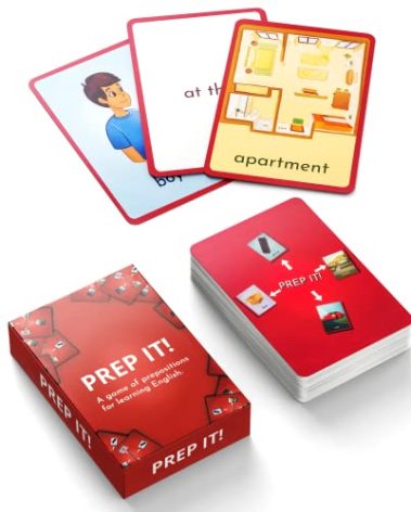 Prep It English Flash Cards Game for Learning Prepositions - Sight Words for Sentence Building and Reading Activities - Used for ESL Teaching - Montessori - Kindergarten - 1st and 2nd Grade