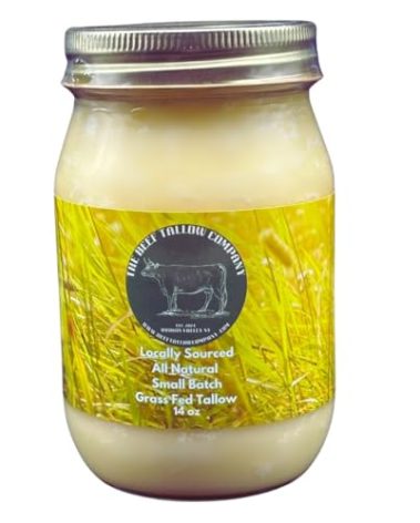 The Beef Tallow Company | 100% Pure small batch pasture raised beef tallow | Dry rendendered, non deoderized for rich beef flavor| Saftey shrink sealed glasss jar | Locally sourced and made in the Hudson Valley | No additives, No preservatives, All Natural , Keto, Paleo friendly | No GMO, Microplastic free