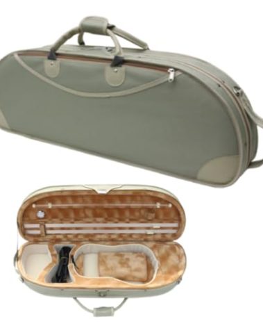 WUQIMUSC Violin Case 4/4 Full Size Nylon Oxford Lightweight box Adjustable shoulder straps Travel violin case bag (pea green)