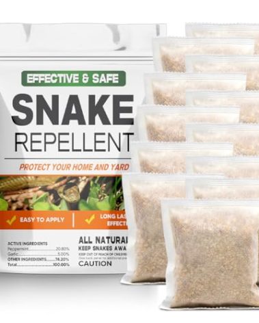 LEBMP Snake Repellent for Yard Powerful, Snakes Away Repellent for Outdoors, Snake Deterrent Pet Safe Indoor, Yard Snake Out Repellant, Keep Snake Out of Home, Garden, Garage, Camping - 12 Pouches