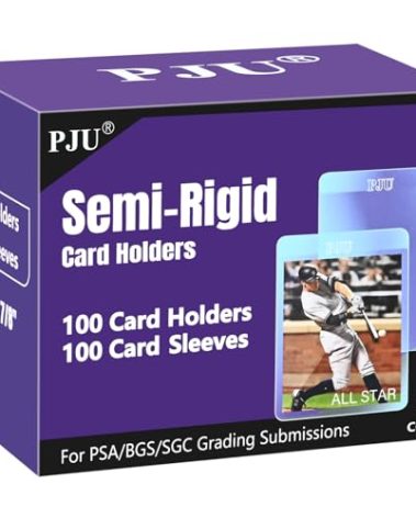 100ct Semi Rigid Card Holders & 100ct Card Sleeves for PSA, SGC, BGS, CSG Graded Card Submissions, Semi Rigid Card Sleeves, Baseball Card Protectors, PSA Graded Card Sleeve for Trading Card
