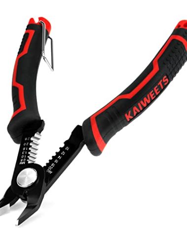 KAIWEETS Wire Cutters 6-Inch Flush cutter with Supplementary Stripping, Cutting Pliers, Handy and Slim Diagonal Cutters, Side Cutting Pliers, Sharp Snip, Safety Lock