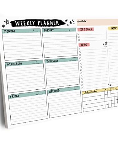 Weekly Planner Pad, 52 Letter Size Tear Off Sheets, 8.5” x 11” Undated Calendar Weekly Desk Planner Notepad, Daily Schedule Priorities To Do List for Week (Style 4)