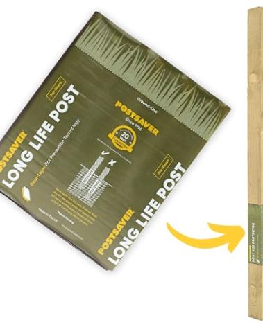 Postsaver Pro-Wrap & Tack | 16 ft Roll Cut to Size | Dual-Layer Rot Protector | Fence Post Protector | 20-Year Post Guarantee | Wood Protection| Fits Any Size Post (1)