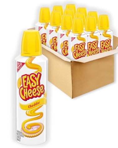 Easy Cheese Cheddar Cheese Snack, 12 - 8 oz Cans