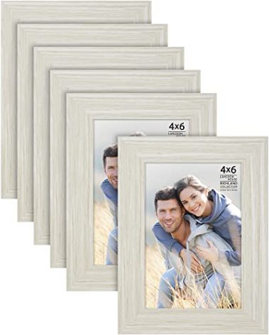 Langdon House 4x6 Picture Frames (Almond White, 6 Pack) Woodgrain Style, Wall Mount or Table Top, Richland Collection