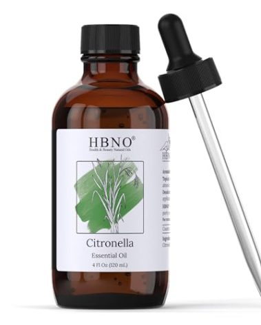HBNO California Bottled Citronella Essential Oil 4 fl oz (120ml) - Natural Citronella Oil - Perfect for Cleaning, Aromatherapy, DIY, Soap & Diffuser -