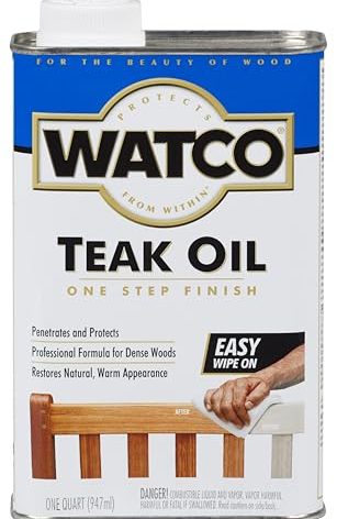 Watco Teak Oil Wood Finish, Quart, Clear