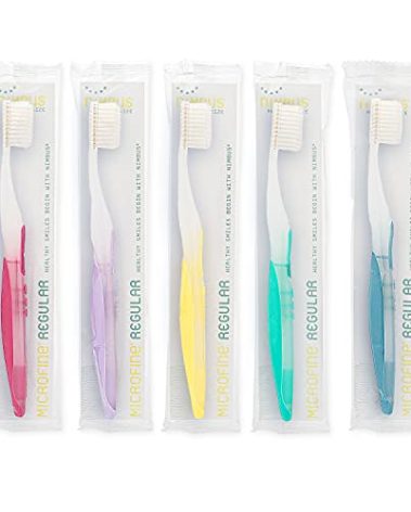 NIMBUS Extra Soft Toothbrushes (Regular Head) Periodontist Design Tapered Bristles for Sensitive Teeth and Receding Gums, Individually Wrapped Plaque Remover Travel Toothbrush (10 Pack, Colors Vary)