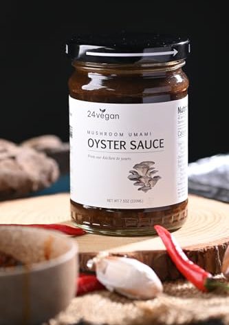 24Vegan All Natural Non-GMO Vegan Oyster Sauce - Certified - NO MSG ADDED - 7.5oz - Oyster Sauce for marinades or stir fry