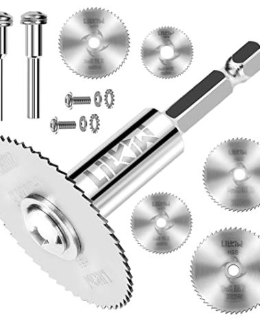 LitKiwi 8PCS Rotary Drill Saw Blades(with 1PCS 1/4" Hex Shank,1PCS 1/8" Round Shank,1PCS 1/4" Round Shank),HSS Saw Disc Wheel Cutting Blades for Drills Rotary Tools
