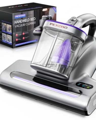 PEXCHO PM600 Mattress Vacuum Cleaner with UV-C Light,15kPa Suction 500W Powerful Handheld Vacuums with HEPA Filter,Clean Up Dust for Bed,Pet Hairs,Baby Crib,Couch,Sofa,Carpets