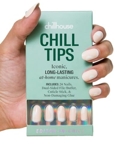 Chillhouse - Chill Tips, Press on Nails Kit - Editor in Chill (Oval) - 30 Nail Shapes & Sizes - Up to 3 Weeks of Wear - Customizable Fit - Reusable - Latina Founded & Women Owned - Beauty & Self Care