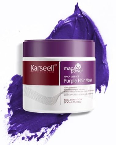 Karseell For Blonde Silver Gray Highlighted Hair Purple Hair Mask Professional Neutralizes Brass & Yellow Tones 16.90 oz 500ml