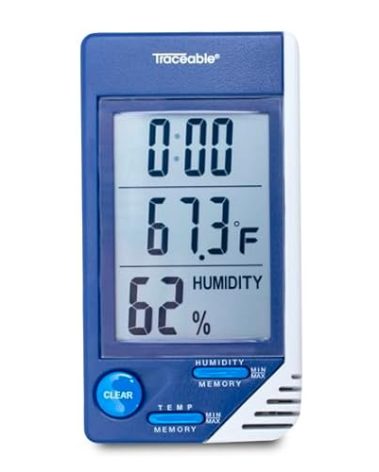TRACEABLE - AO-90080-06 Traceable Thermometer with Clock, Humidity Monitor, and Calibration