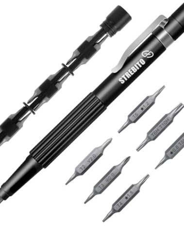 STREBITO 13-in-1 Multi-Bit Screwdriver, Precision Screwdriver Set for Tight Spaces, Magnetic Screw Driver Bits with Torx Phillips Tri-Wing Pentalobe for Eyeglasses, Electronics, Jewelry