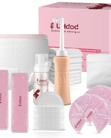 UHdod Postpartum Essentials Recovery Kit, Postpartum Kit for Women After Birth Labor Delivery Postpartum Care Kit, Disposable Underwear Cold Pads Cooling Foam Peri Bottle Nursing Pads Breast Ice Packs