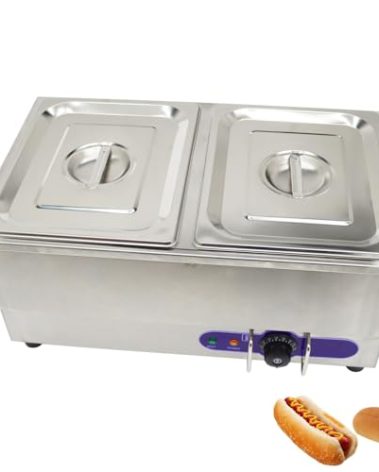 Maisutseb 110V Commercial Hot Dog Steamer & Bun Warmer Steamer for hypermarket Food Industry with 2 Sets of Stainless Steel Basin