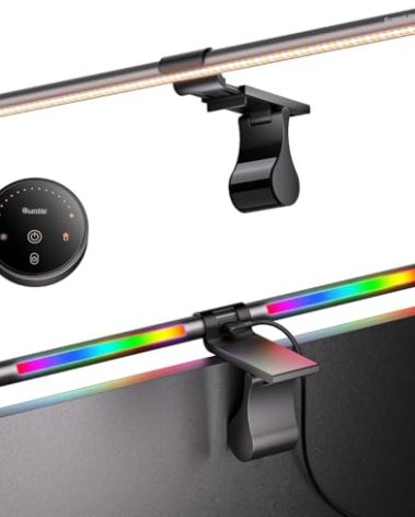 Quntis RGB Pro+ Monitor Light Bar with Remote, 15 Modes Gaming Backlight, 4 Colors & Brightness Dimmable Fronlight, 20" Ra95 Eye-Care USB Reading Monitor Lamp, No Glare, Upgraded Clip for All Monitor