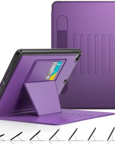 SEYMAC stock Case for iPad 9th/8th/7th Generation 10.2'', Strong Magnetic Auto Sleep Shockproof Case with Absorbing Multi-Angles Stand, Pen Holder, Card Slot (Purple)