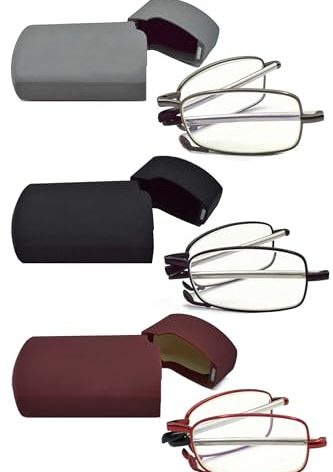sevenplus 3 Pack Reading Glasses Blue Light Blocking, Anti UV Glare, Foldable Computer Spring Hinge Readers for Women Man 3.00X