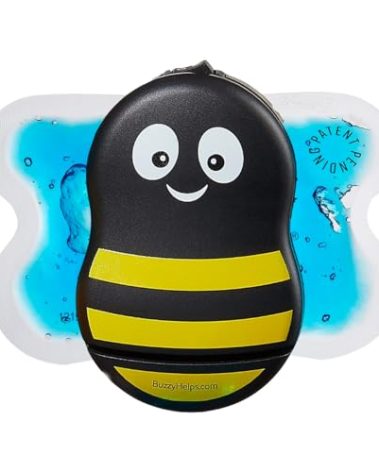 Buzzy - Personal Vibrating Ice Pack - As Seen On Shark Tank - Pain Relief for Shots, IVF, Insulin, Treatments, Vaccines - at Home First Aid - Solution to Reduce Needle Pain & Fear - Striped