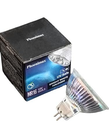 Phoenimax 6PCs MR16 12V 50W 800LM Halogen Bulb GU5.3 EXN Professional Quartz dichroic Reflector UV Stop Tempered Glass Cover dimmable for spot Lights Warm White 3000K