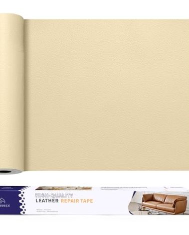 Besezx Leather Repair Kit, 30inx16in, 1pc, Rectangular, Traditional Style, Self-Adhesive, Waterproof, Wear-Resistant, Scratch-Resistant, Beige
