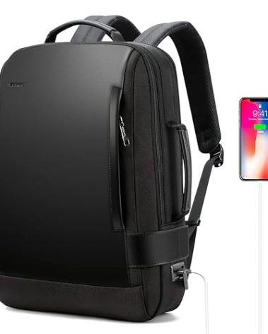 BOPai Business Smart 15.6 Inch Laptop Backpack Convertible Expandable Anti-Theft USB Charging Multi-Functional Travel Professional Work Office Men Commuter Large Black With Bottle Holder Waterproof